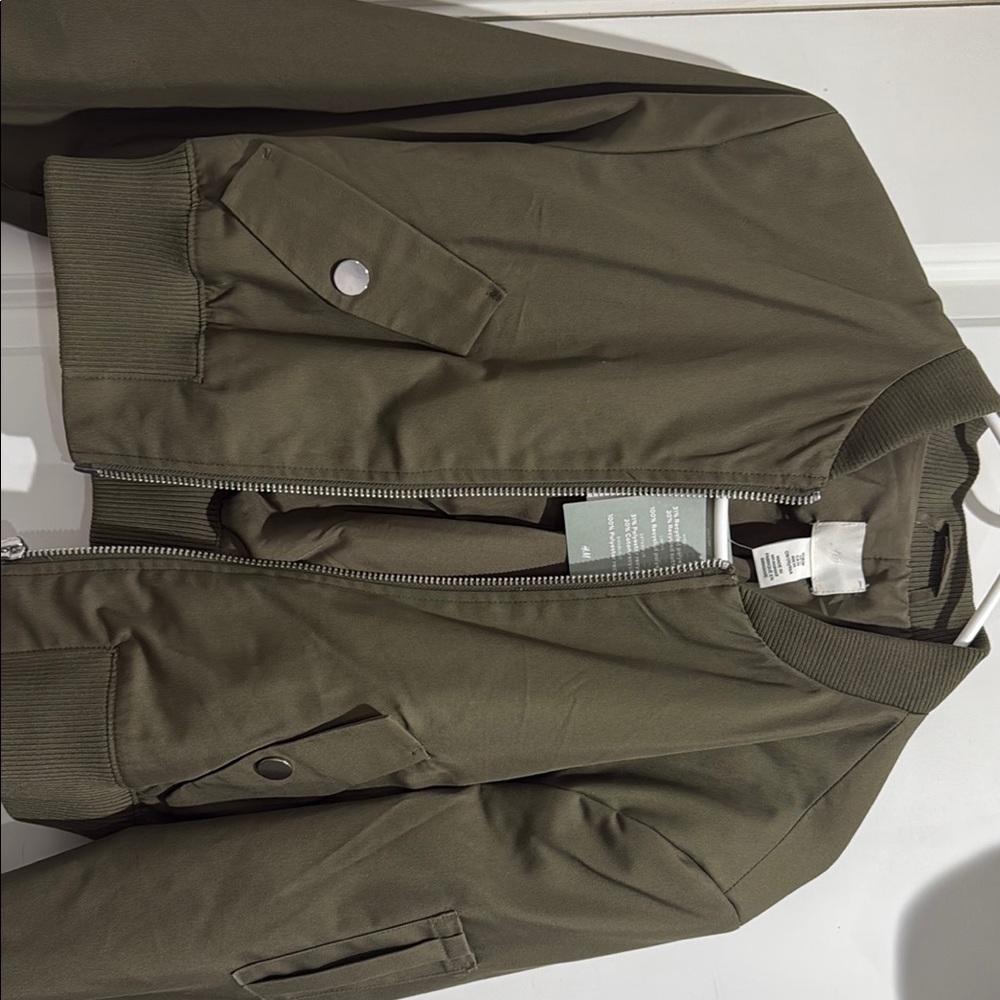 H&M Green Varsity Bomber Jacket Lightweight